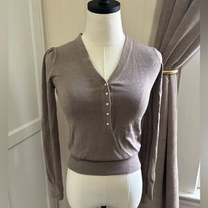 Zara Light Gray Sweater with Pearl Buttons